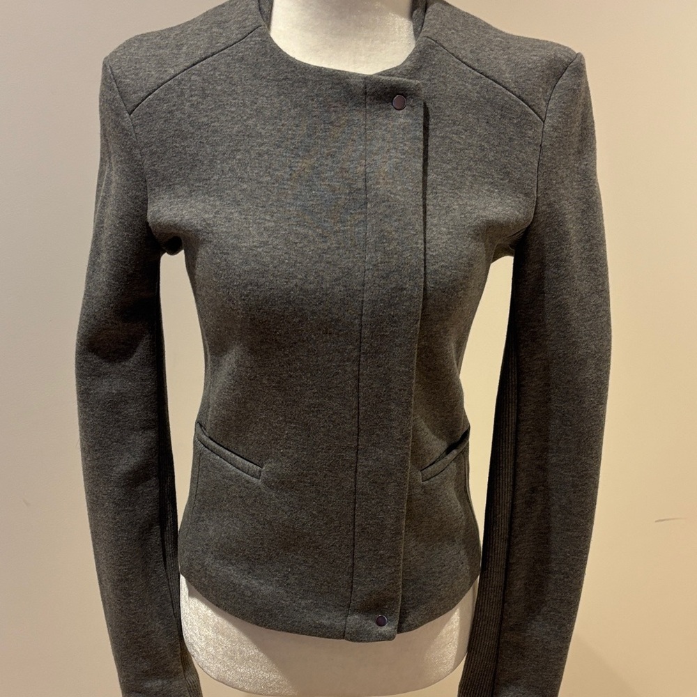 Zara Trafaluc Gray Collarless Moto Jacket NWT S
